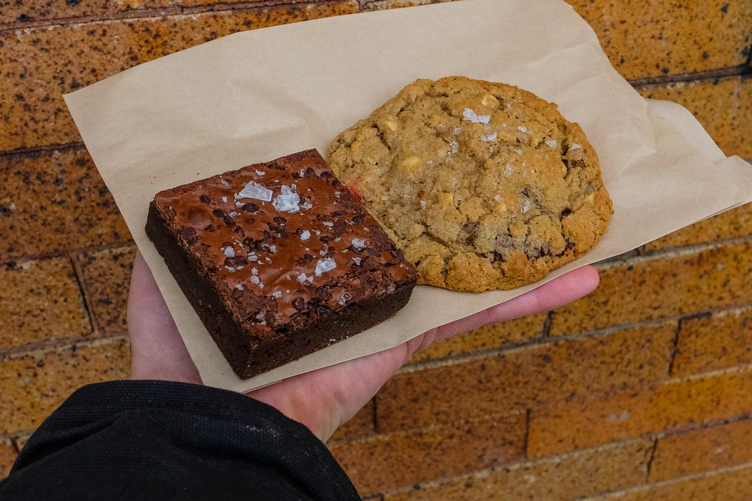 Fudgy Brownie ($4.50) and Monster Cookie ($4)